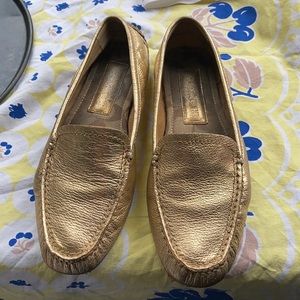Gold metallic COACH driving moccasin style suellen